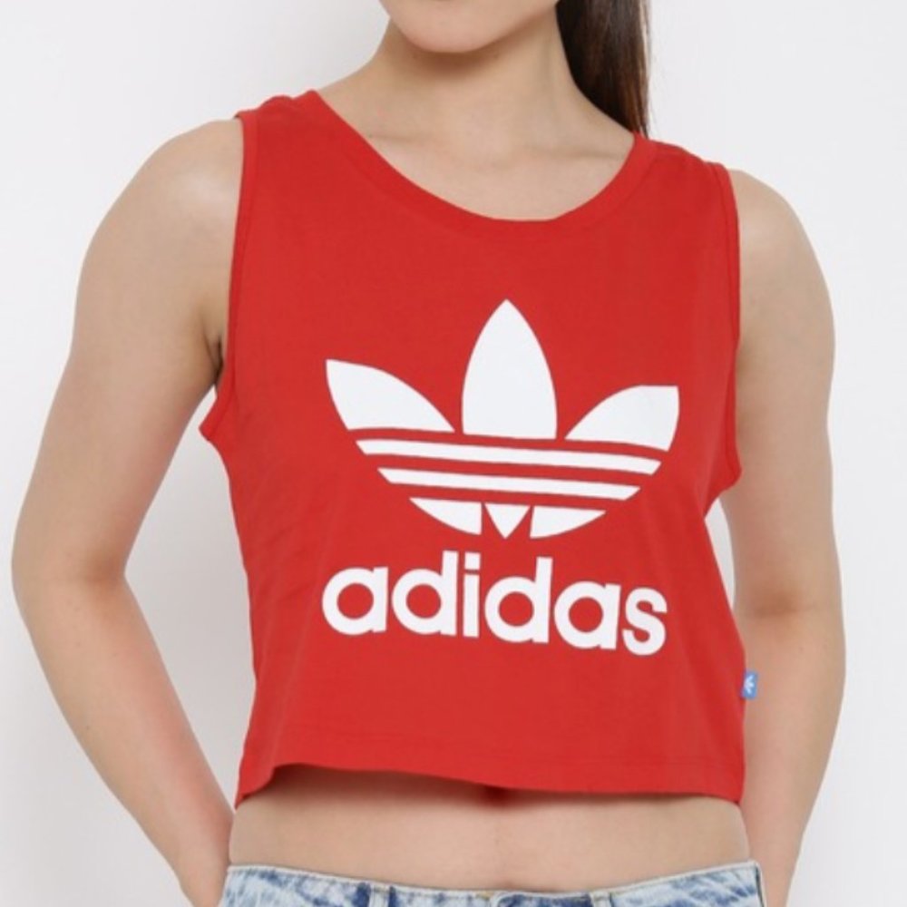Adidas Originals Red Women Red Loose Printed Crop Top